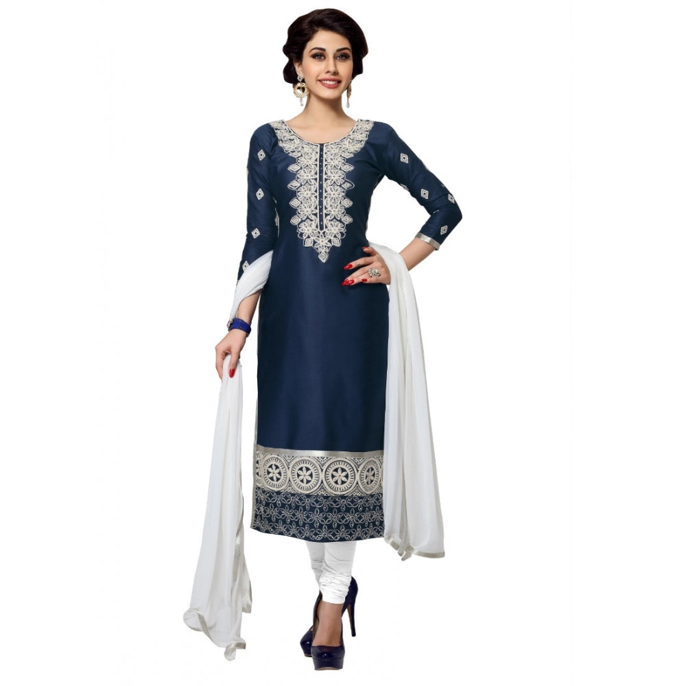 Seduva Women's Cotton Unstitched Salwar Suit-Material With Dupatta (Navy Blue,2.2 Mtrs)