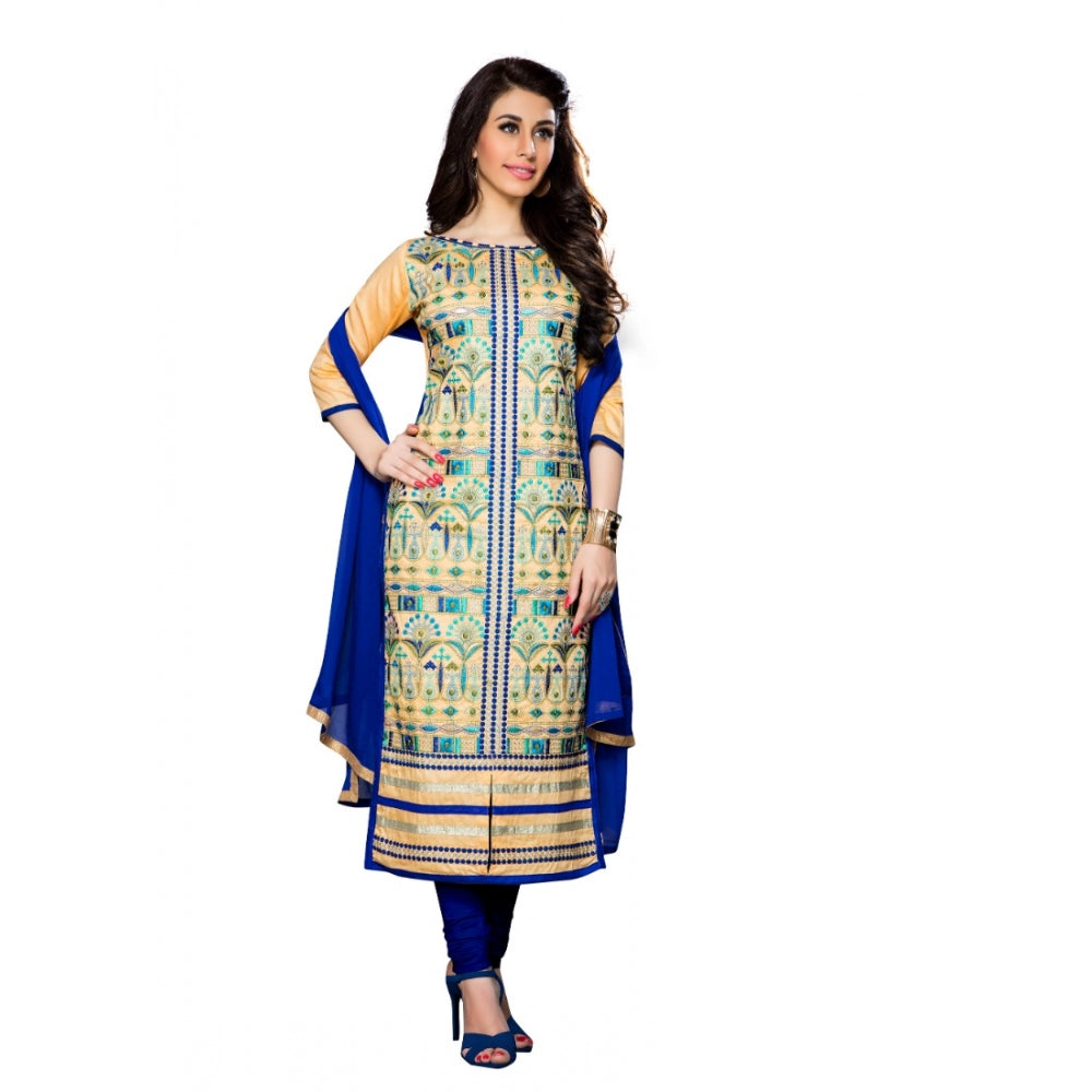 Seduva Women's Cotton Unstitched Salwar Suit-Material With Dupatta (Beige,2.3 Mtrs)