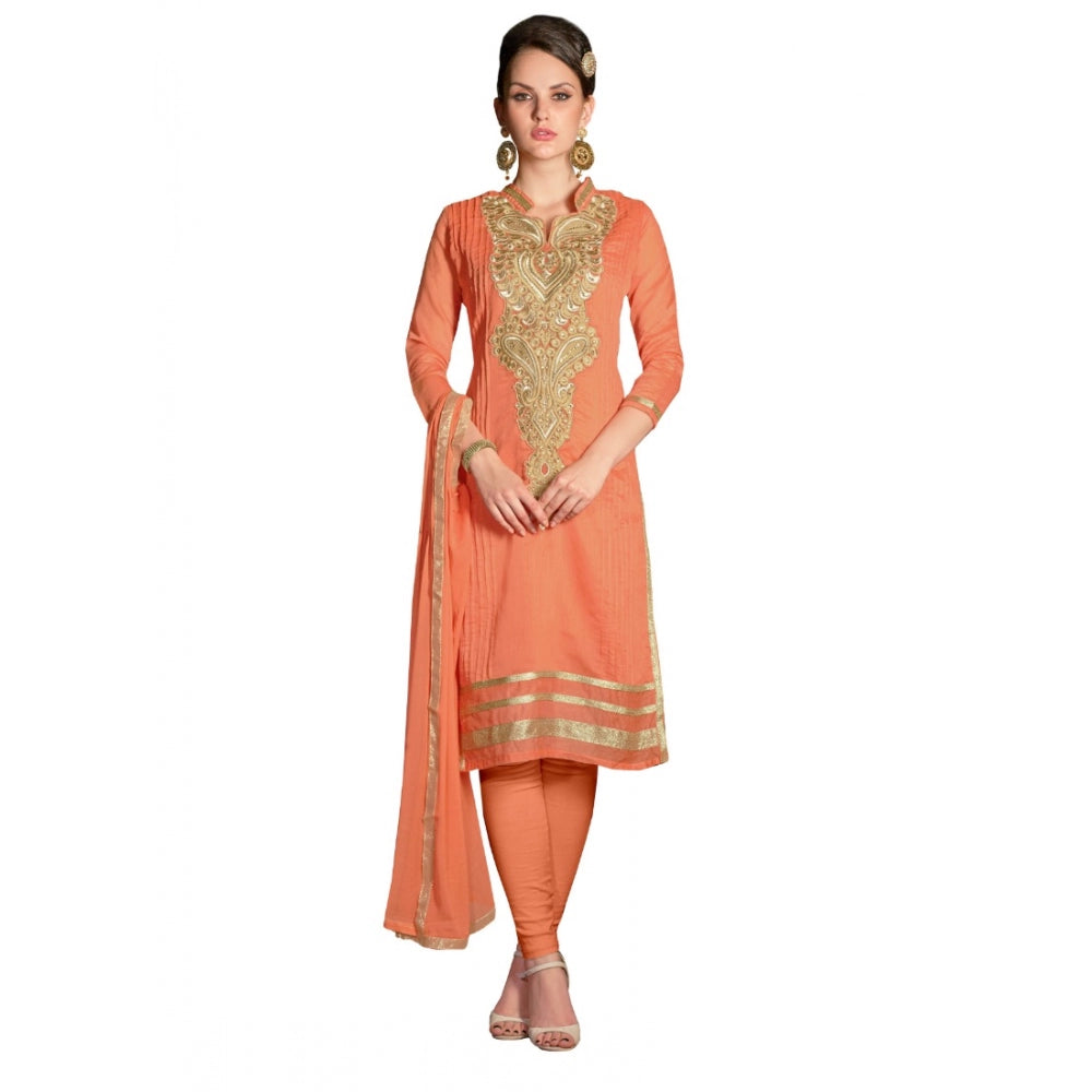 Seduva Women's Chanderi Unstitched Salwar Suit-Material With Dupatta (Orange,2.2 Mtrs)