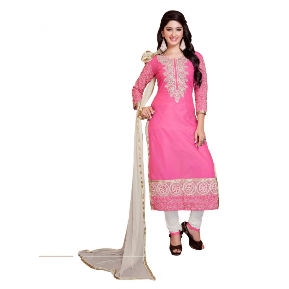 Seduva Women's Georgette Unstitched Salwar Suit-Material With Dupatta (Pink &amp; White,2.2 Mtrs)