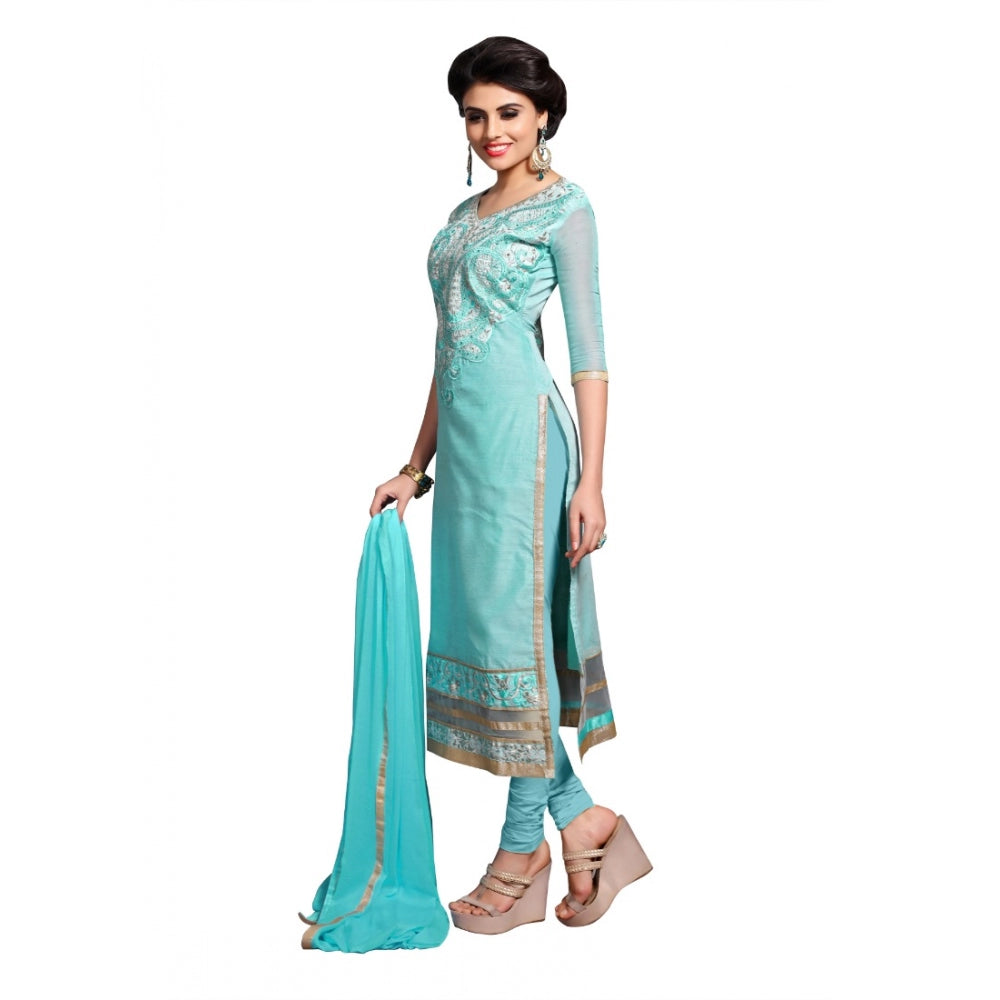 Seduva Women's Chanderi Unstitched Salwar Suit-Material With Dupatta (Light Sea Green,2.3 Mtrs)