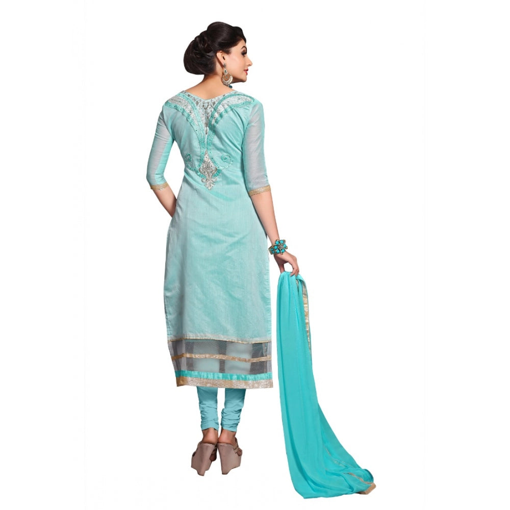 Seduva Women's Chanderi Unstitched Salwar Suit-Material With Dupatta (Light Sea Green,2.3 Mtrs)