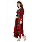 Seduva Women's Cotton Unstitched Salwar Suit-Material With Dupatta (Dark Maroon,2.3 Mtrs)