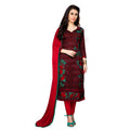 Seduva Women's Cotton Unstitched Salwar Suit-Material With Dupatta (Dark Maroon,2.3 Mtrs)