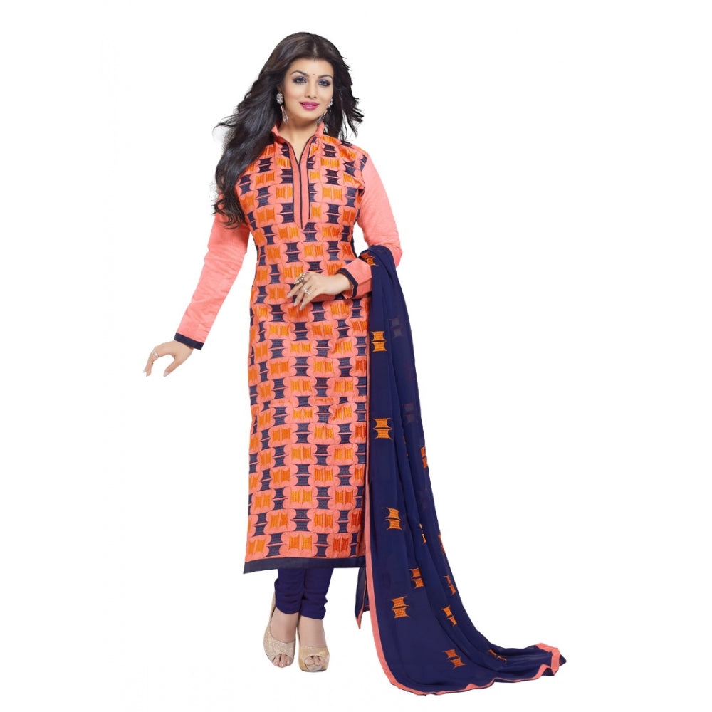 Seduva Women's Chanderi Unstitched Salwar Suit-Material With Dupatta (Orange,2.2 Mtrs)