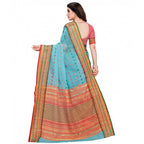 Seduva Women's Kota Doria Cotton Woven Butta Saree With Blouse (Sky Blue, 5-6 Mtrs)