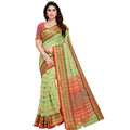 Seduva Women's Kota Doria Cotton Woven Butta Saree With Blouse (Light Green, 5-6 Mtrs)