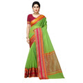 Seduva Women's Kota Doria Cotton Border Saree With Blouse (Light Green, 5-6 Mtrs)
