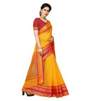 Seduva Women's Kota Doria Cotton Border Saree With Blouse (Gold, 5-6 Mtrs)