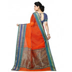 Seduva Women's Kota Doria Cotton Border Saree With Blouse (Fanta, 5-6 Mtrs)