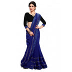 Seduva Women's Vichitra Silk HotFix Stone Work Saree With Blouse (Blue, 5-6 Mtrs)