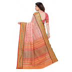 Seduva Women's Kota Doria Cotton Woven Butta Saree With Blouse (Peach, 5-6 Mtrs)