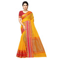 Seduva Women's Kota Doria Cotton Border Saree With Blouse (Gold, 5-6 Mtrs)