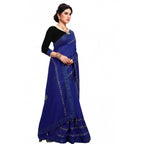 Seduva Women's Vichitra Silk HotFix Stone Work Saree With Blouse (Blue, 5-6 Mtrs)