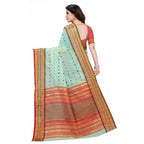 Seduva Women's Kota Doria Cotton Woven Butta Saree With Blouse (Pista, 5-6 Mtrs)