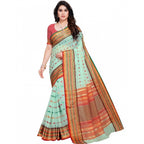 Seduva Women's Kota Doria Cotton Woven Butta Saree With Blouse (Pista, 5-6 Mtrs)