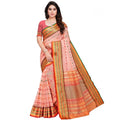 Seduva Women's Kota Doria Cotton Woven Butta Saree With Blouse (Peach, 5-6 Mtrs)