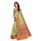 Seduva Women's Kota Doria Cotton Woven Butta Saree With Blouse (Light Green, 5-6 Mtrs)