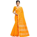 Seduva Women's Kota Doria Cotton Checked Saree With Blouse (Yellow, 5-6 Mtrs)