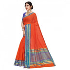 Seduva Women's Kota Doria Cotton Bordered Saree With Blouse (Fanta, 5-6 Mtrs)