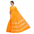Seduva Women's Kota Doria Cotton Checked Saree With Blouse (Yellow, 5-6 Mtrs)