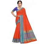 Seduva Women's Kota Doria Cotton Bordered Saree With Blouse (Fanta, 5-6 Mtrs)