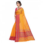 Seduva Women's Kota Doria Cotton Bordered Saree With Blouse (Gold, 5-6 Mtrs)