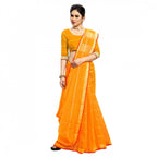 Seduva Women's Kota Doria Cotton Checked Saree With Blouse (Yellow, 5-6 Mtrs)