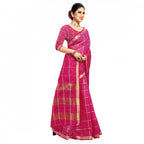 Seduva Women's Kota Doria Cotton Checked Saree With Blouse (Rani, 5-6 Mtrs)