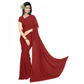 Seduva Women's Georgette Plain Saree With Blouse (Maroon, 5-6 Mtrs)
