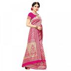 Seduva Women's Jacquard Silk Kanjivaram Jacquard Silk Saree With Blouse (Pink, 5-6 Mtrs)
