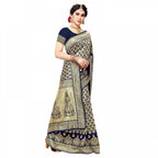 Seduva Women's Jacquard Silk Kanjivaram Jacquard Silk Saree With Blouse (Navy Blue, 5-6 Mtrs)