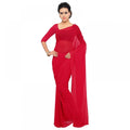 Seduva Women's Georgette Plain Saree With Blouse (Red, 5-6 Mtrs)