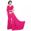 Seduva Women's Georgette Plain Saree With Blouse (Pink, 5-6 Mtrs)