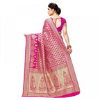 Seduva Women's Jacquard Silk Kanjivaram Jacquard Silk Saree With Blouse (Pink, 5-6 Mtrs)
