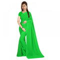 Seduva Women's Georgette Plain Saree With Blouse (parrot Green, 5-6 Mtrs)
