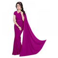 Seduva Women's Georgette Plain Saree With Blouse (Jamli, 5-6 Mtrs)