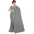 Seduva Women's Georgette Plain Saree With Blouse (Grey, 5-6 Mtrs)