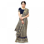 Seduva Women's Jacquard Silk Kanjivaram Jacquard Silk Saree With Blouse (Navy Blue, 5-6 Mtrs)