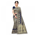Seduva Women's Jacquard Silk Kanjivaram Jacquard Silk Saree With Blouse (Navy Blue, 5-6 Mtrs)