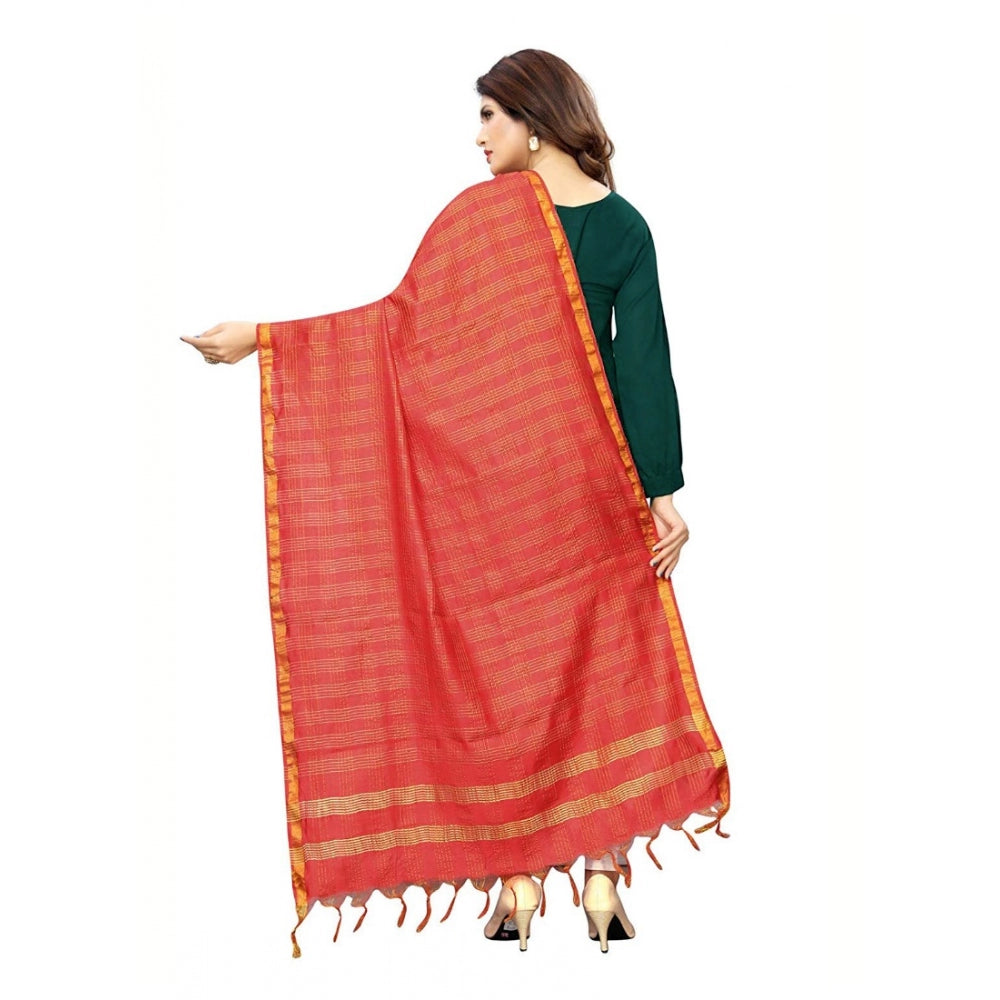 Seduva Women's Cotton Jari Woven Work Dupatta (Red, Length:2-2.4 mtr)
