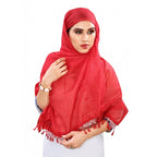 Seduva Women's Cotton Silk Strips Printed Dupatta (Red, Length:2-2.4 mtr)