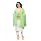 Seduva Women's Cotton Silk Strips Printed Dupatta (Parrot Green, Length:2-2.4 mtr)