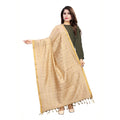 Seduva Women's Cotton Jari Woven Work Dupatta (Beige, Length:2-2.4 mtr)