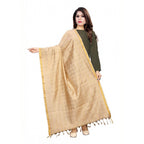 Seduva Women's Cotton Jari Woven Work Dupatta (Beige, Length:2-2.4 mtr)