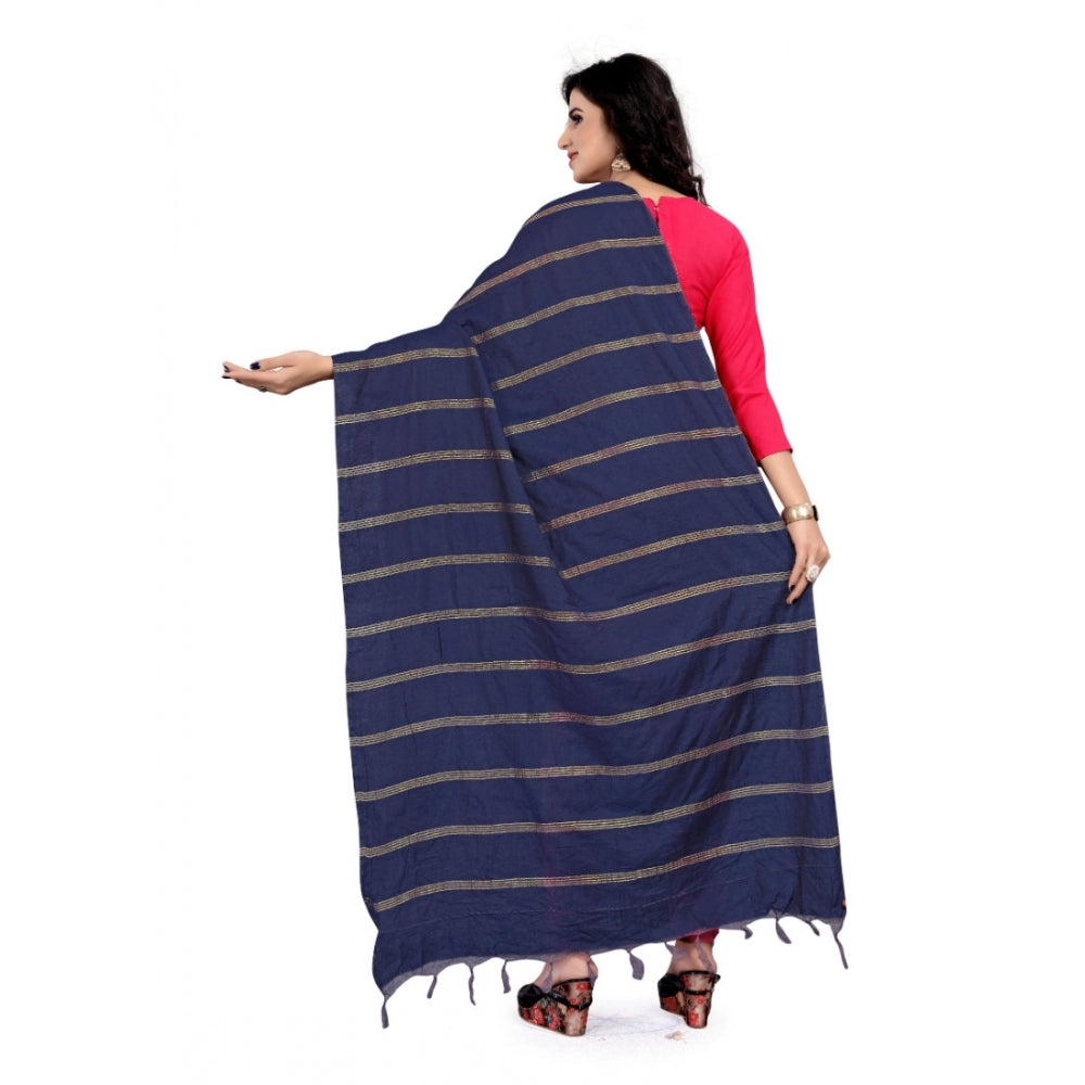 Seduva Women's Cotton Jari Woven Work Dupatta (Blue, Length:2-2.4 mtr)