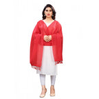 Seduva Women's Cotton Silk Strips Printed Dupatta (Red, Length:2-2.4 mtr)