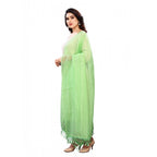 Seduva Women's Cotton Silk Strips Printed Dupatta (Parrot Green, Length:2-2.4 mtr)
