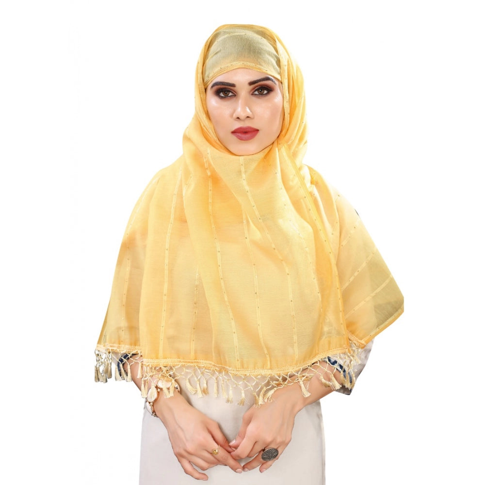 Seduva Women's Cotton Silk Strips Printed Dupatta (Yellow, Length:2-2.4 mtr)