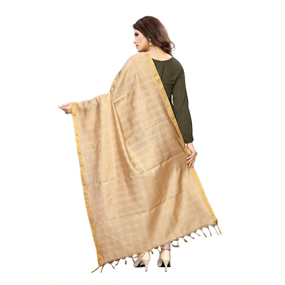 Seduva Women's Cotton Jari Woven Work Dupatta (Beige, Length:2-2.4 mtr)
